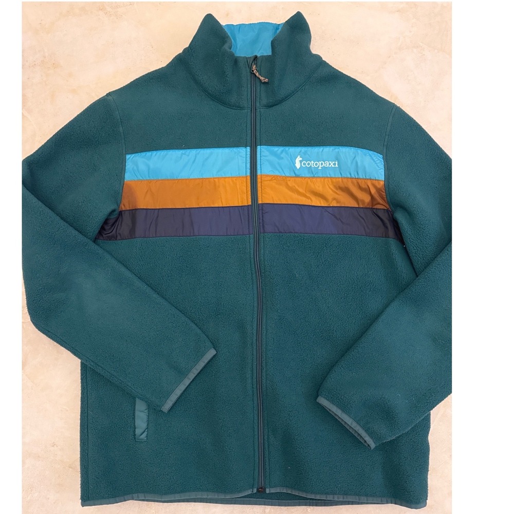 Cotopaxi Teca Fleece Full Zip Jacket Teal Multi Color Stripe Mens ML M204